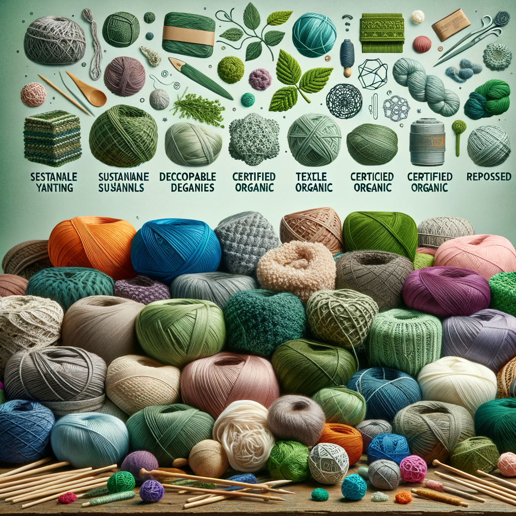 Eco-friendly yarn options including sustainable, biodegradable, organic, and recycled yarns in vibrant colors for green knitting projects, sustainable knitting, and eco-friendly crochet using natural fiber yarns.