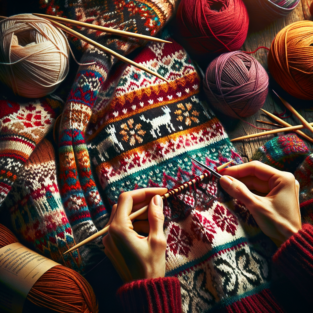 Step-by-step Fair Isle knitting tutorial showcasing intermediate colorwork techniques, intricate Fair Isle knitting patterns, and vibrant color combinations for Exploring Fair Isle article.