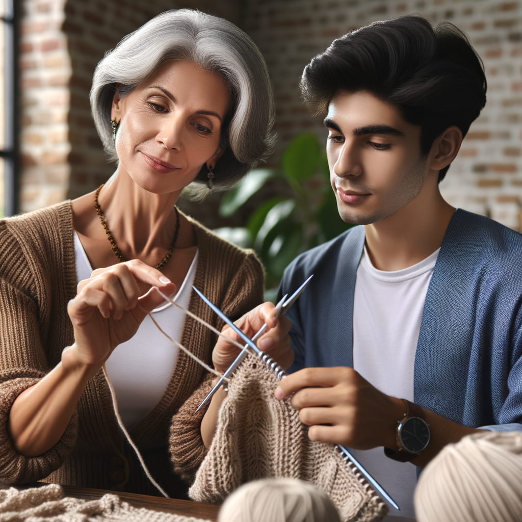 Professional knitter demonstrating advanced knitting techniques and offering knitting tips for beginners, showcasing confidence in knitting by gracefully overcoming knitting mistakes, thereby improving knitting skills.