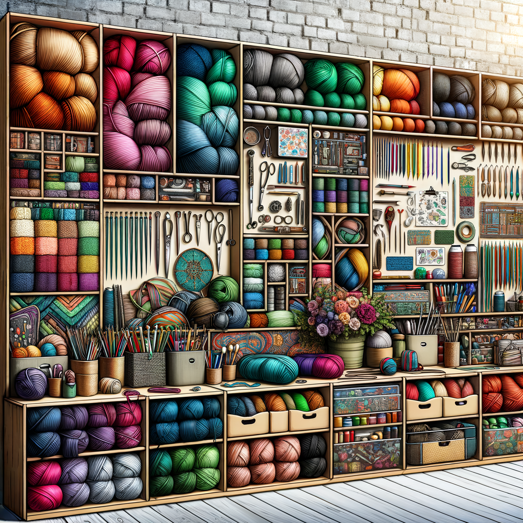 Innovative knitting supply storage system featuring creative yarn storage ideas, DIY knitting storage, knitting needle and accessories storage for optimal craft storage solutions.